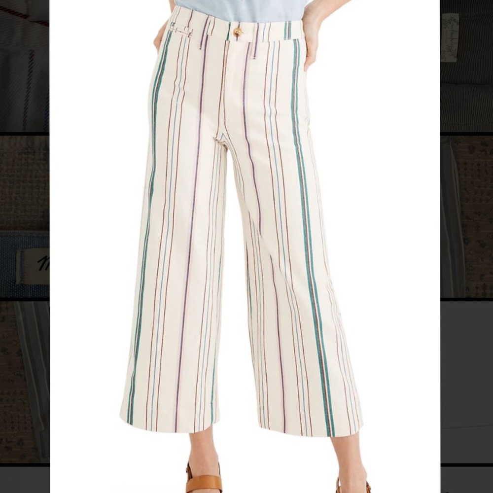 Madewell Emmett Wide-Leg Crop Pants in Pink Stripe